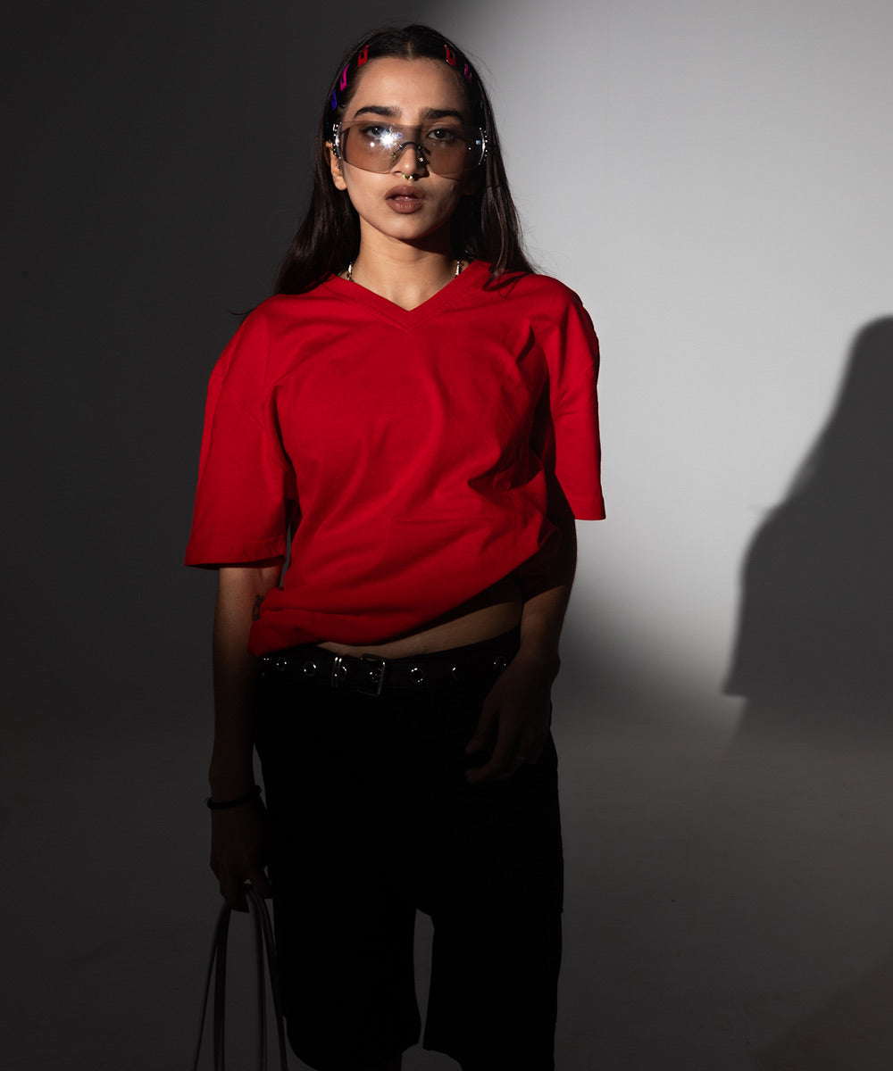 Red - V-Neck T-shirt