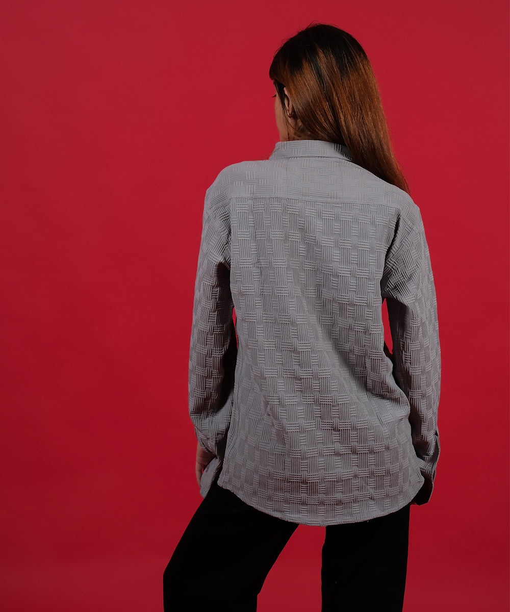 Popcorn Textured - Light Grey - Regular Fit Shirt