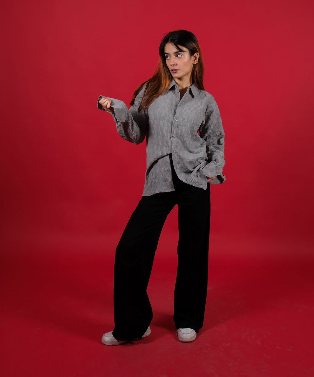 Popcorn Textured - Light Grey - Regular Fit Shirt