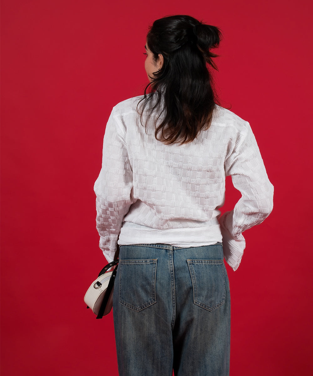 Popcorn Textured - White - Regular Fit Shirt