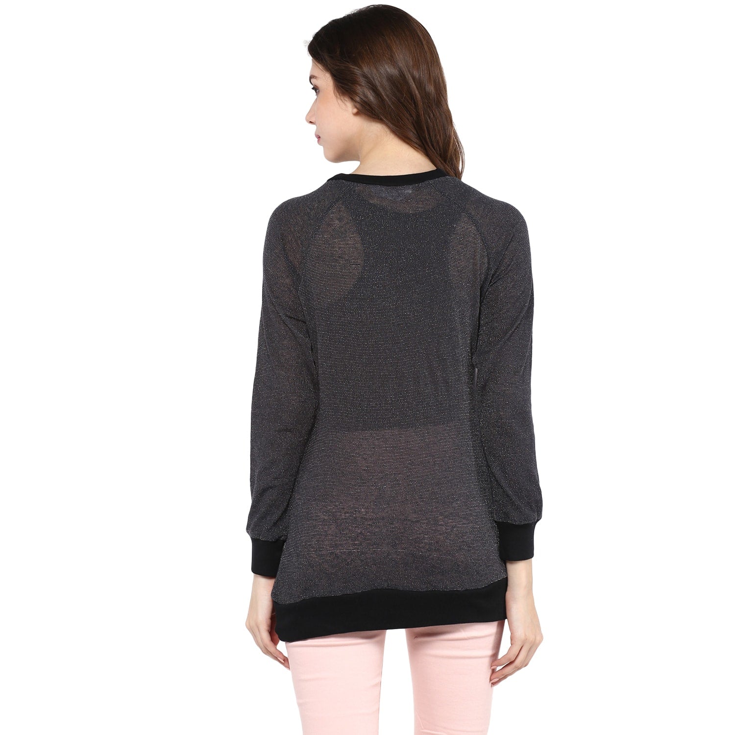 Stradda Womens Round Neck Lurex Sweater