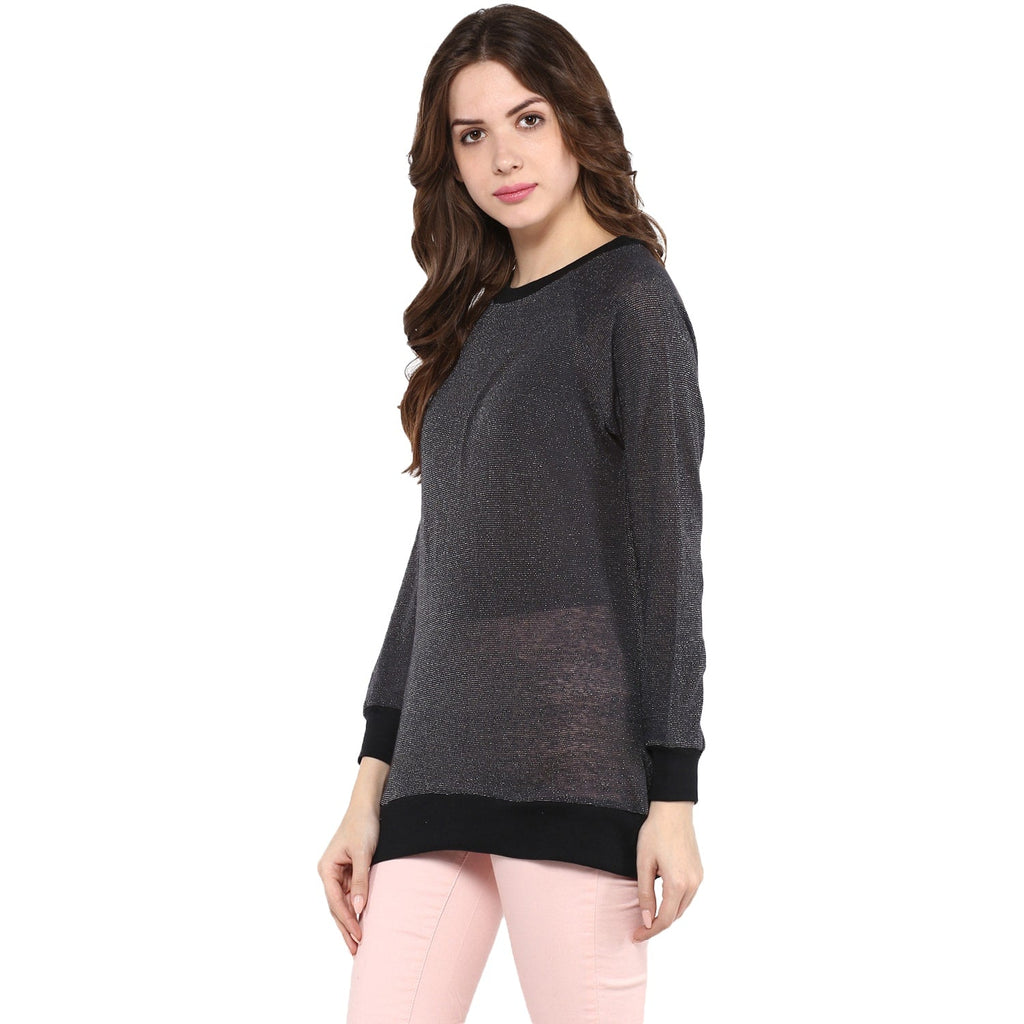 Stradda Womens Round Neck Lurex Sweater