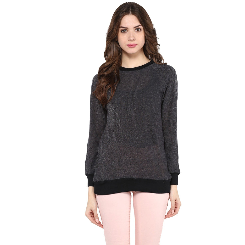 Stradda Womens Round Neck Lurex Sweater