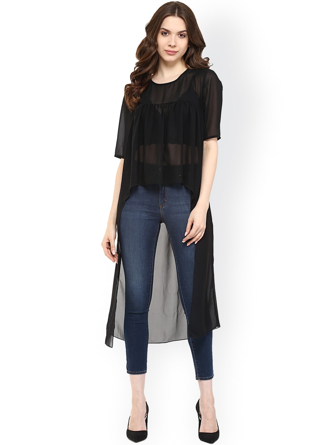 Stradda Womens Black Cape Top