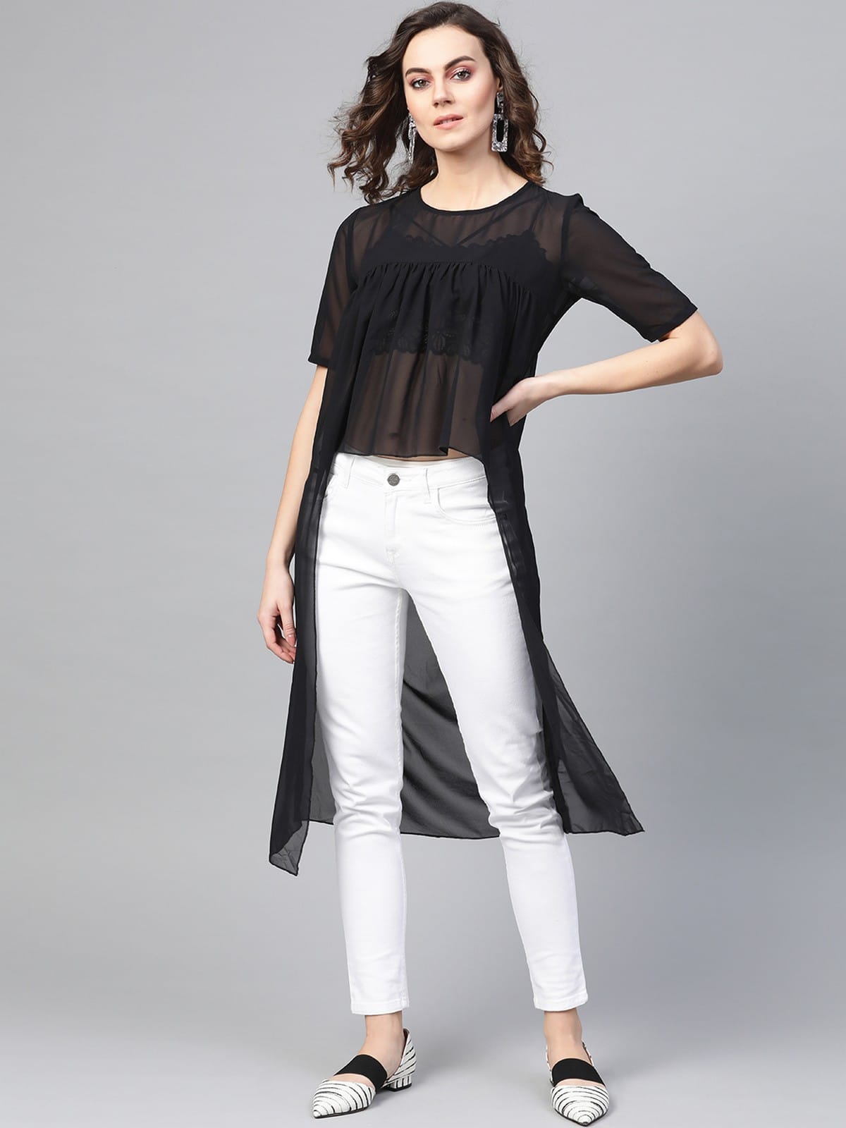 Stradda Womens Black Cape Top