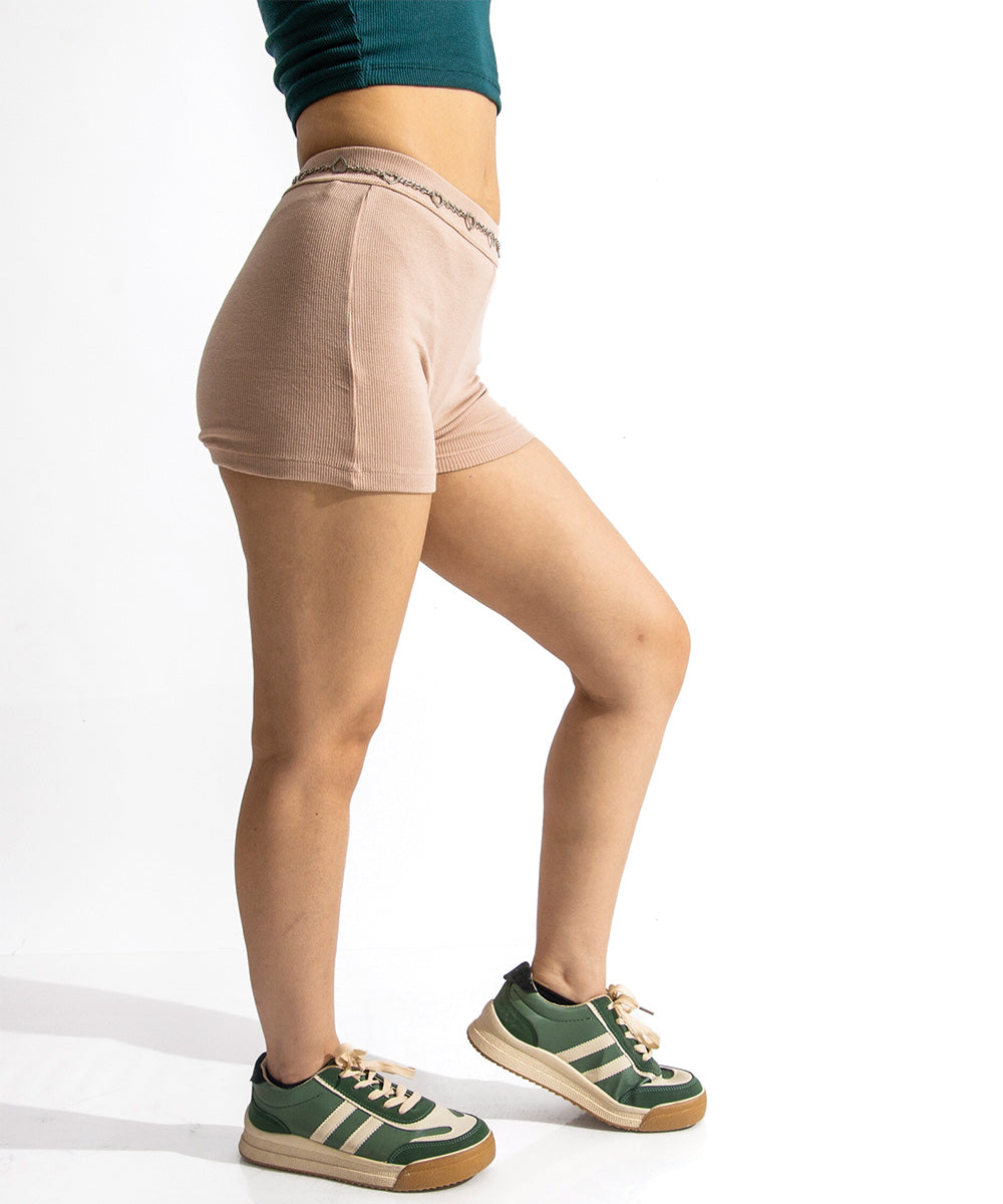Ribbed Shorts - Beige