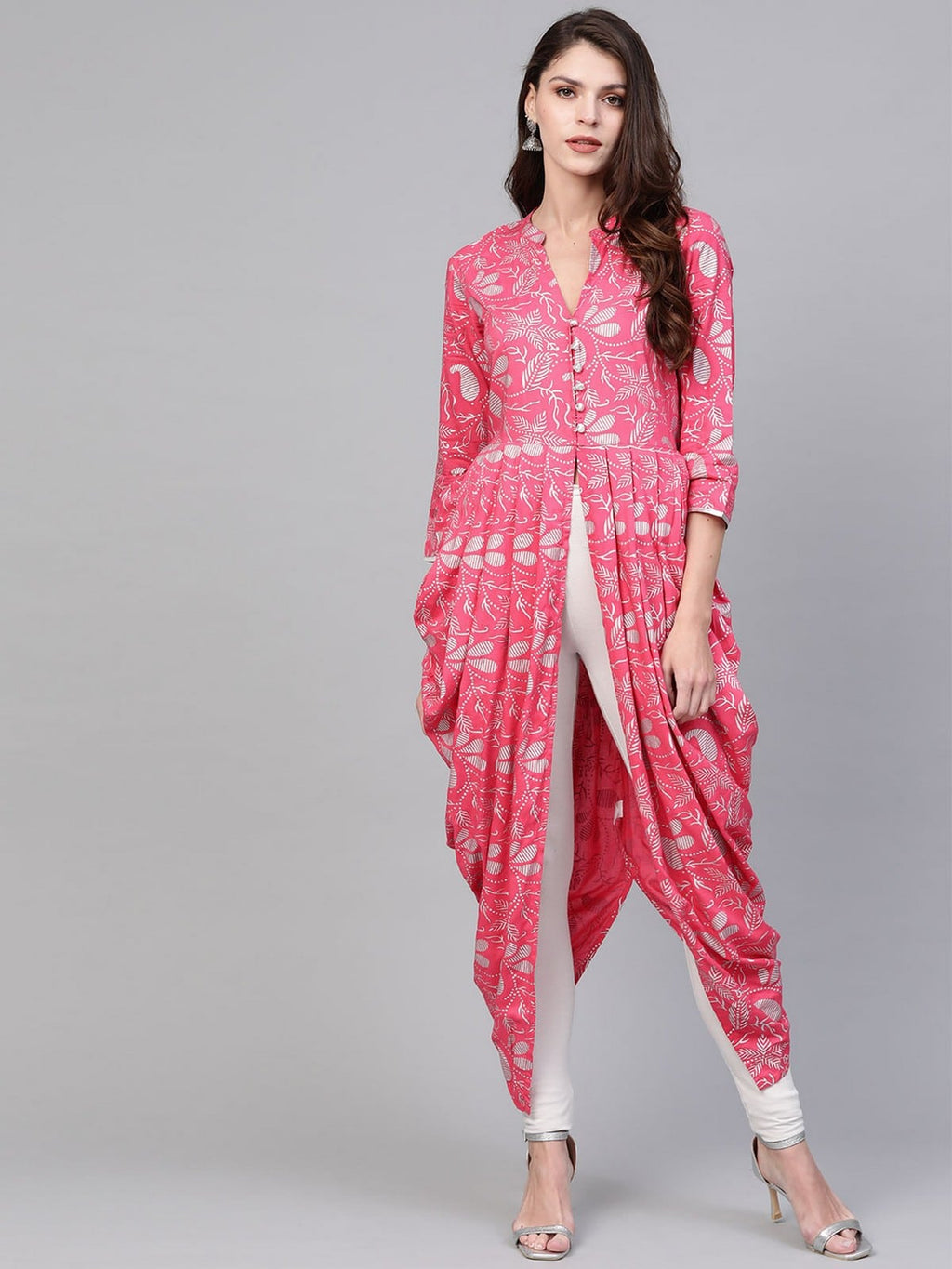 Stradda Womens Foil Printed Cowl Kurta