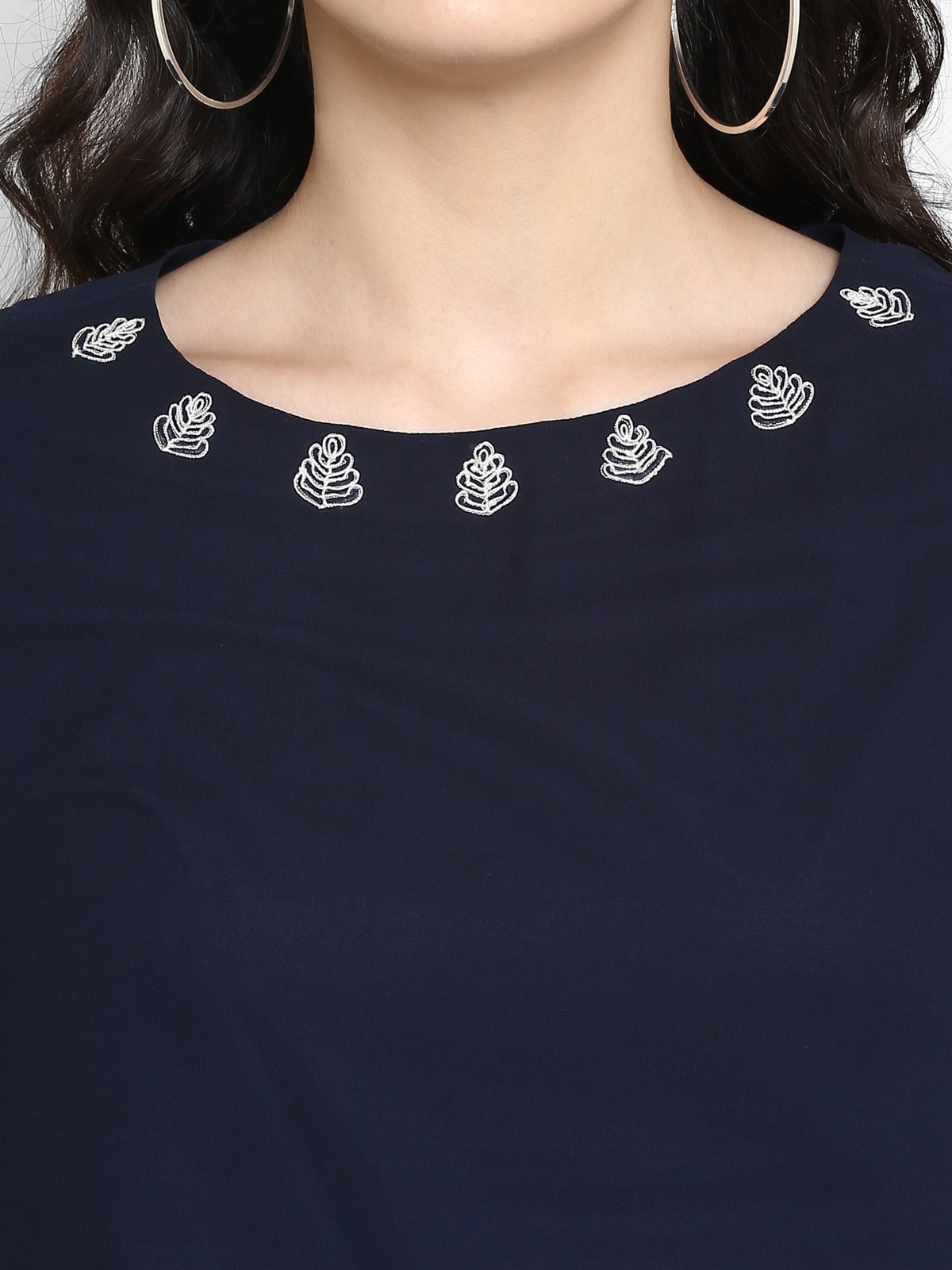 Stradda Womens Embroidered Sheer Top