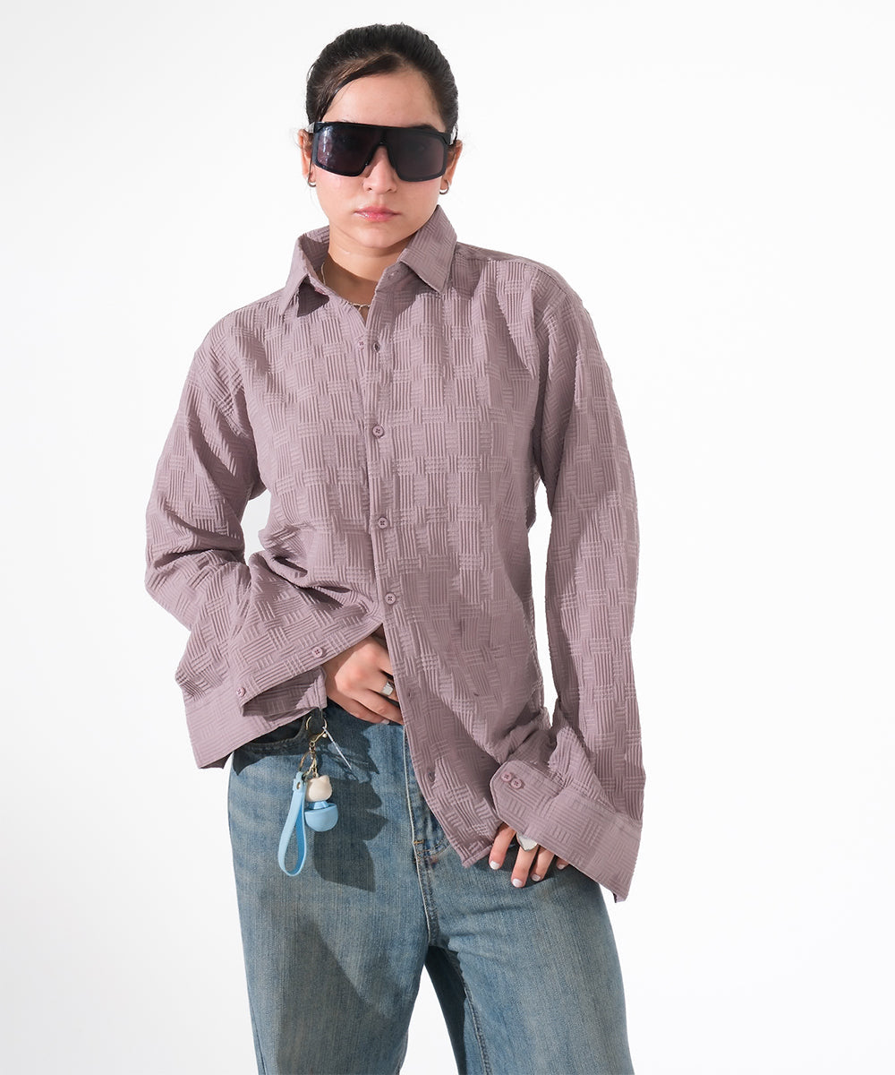 Popcorn Textured - Light Wine - Regular Fit Shirt