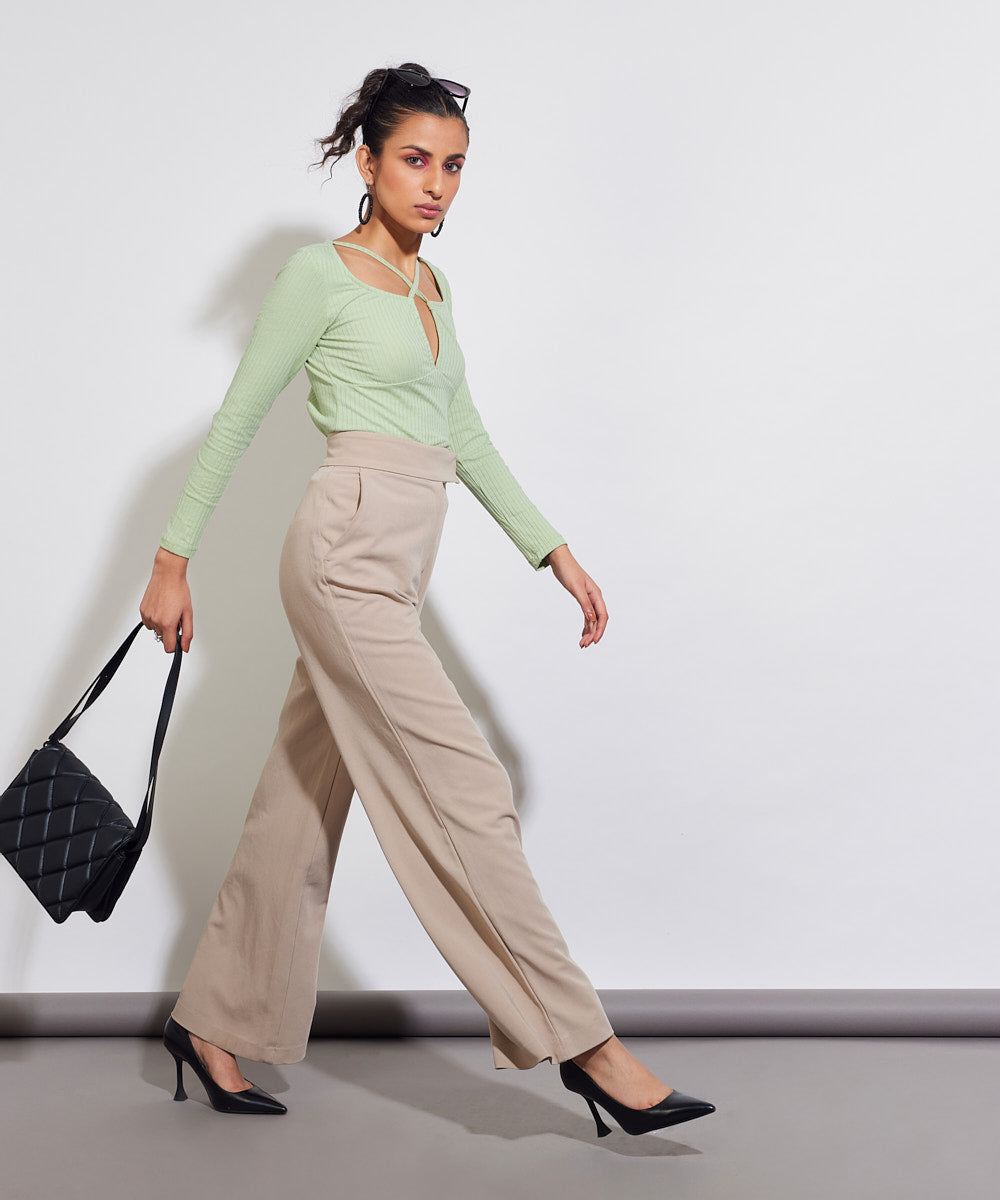 Ribbed Jersey Top - Pastel green