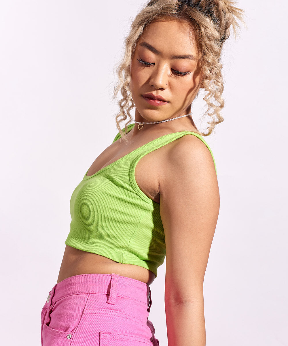 Ribbed Crop Top Neon green