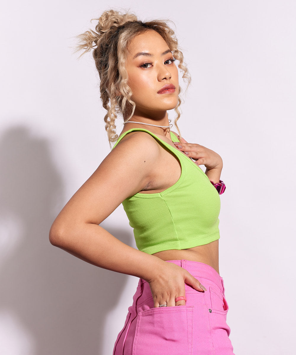 Ribbed Crop Top Neon green