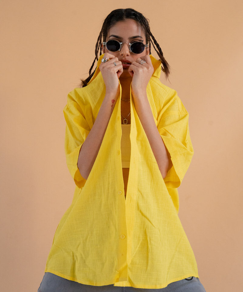 Yellow half sleeves - Oversized Shirt