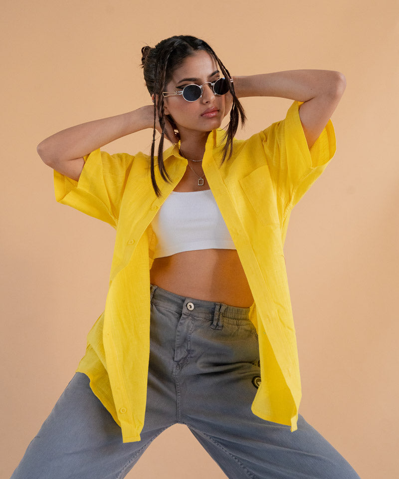 Yellow half sleeves - Oversized Shirt