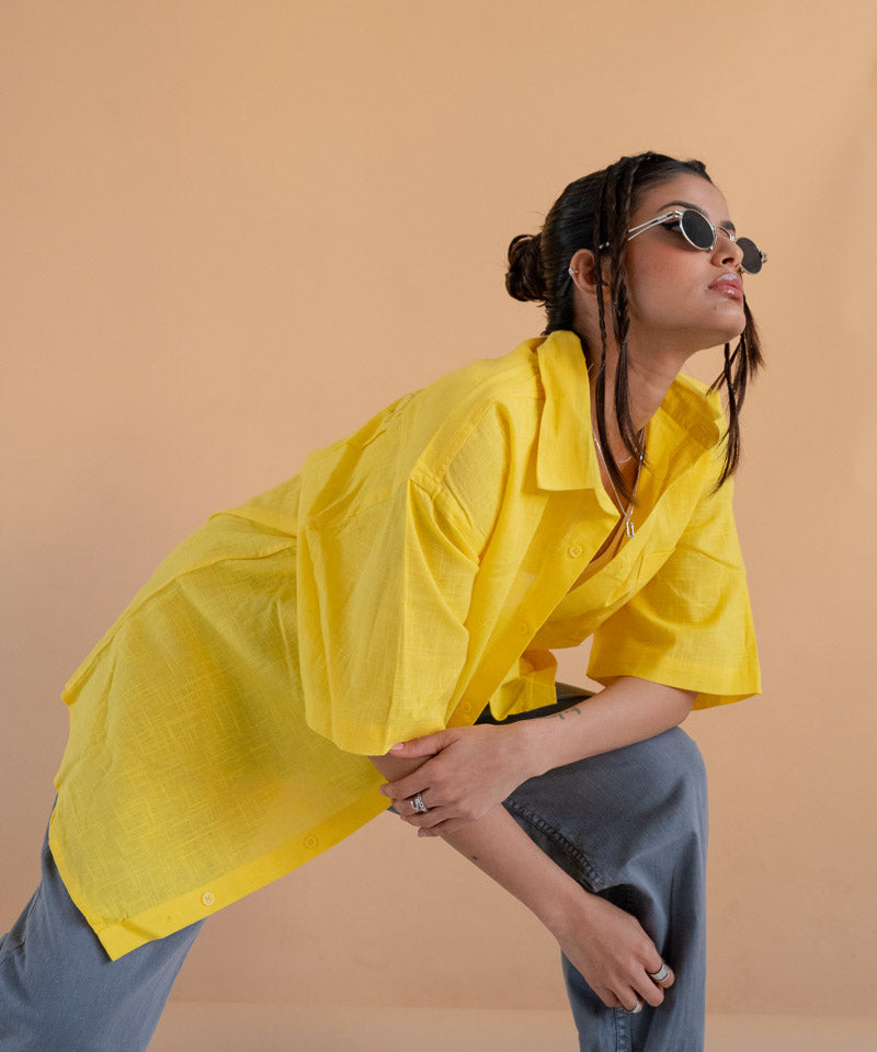 Yellow half sleeves - Oversized Shirt