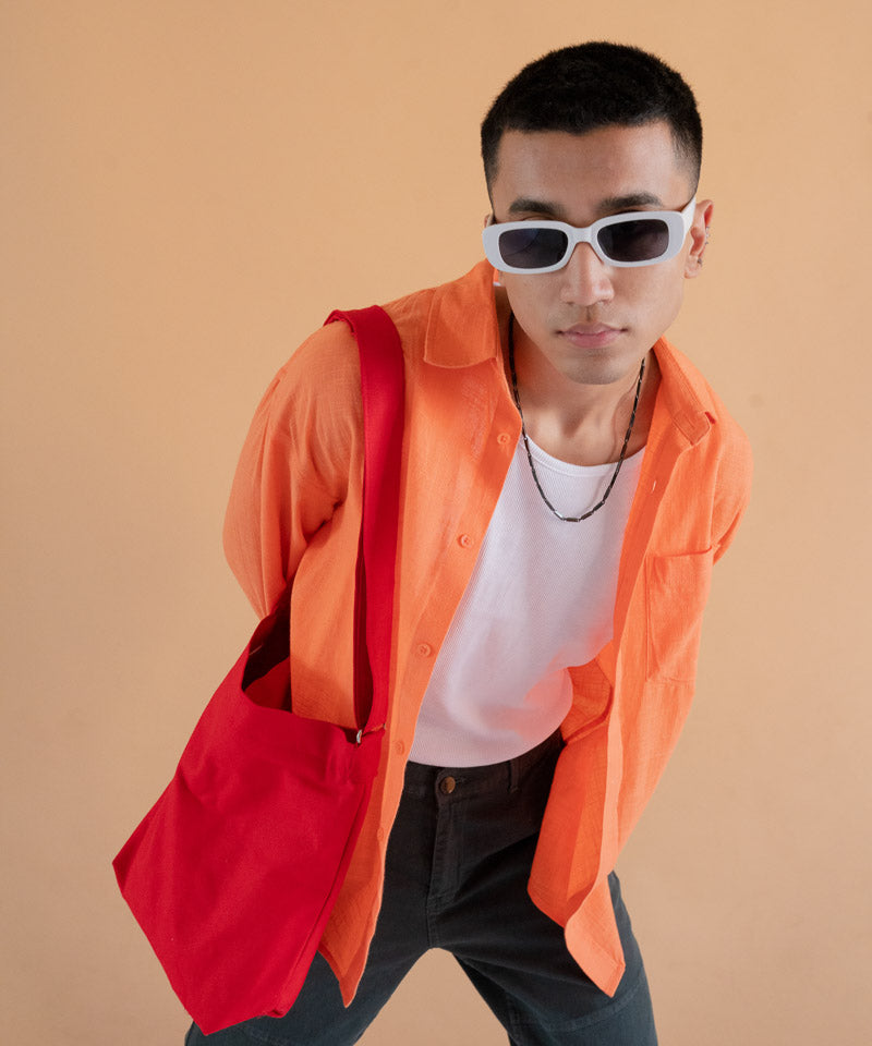 Tropical Peach full sleeves - Oversized Shirt