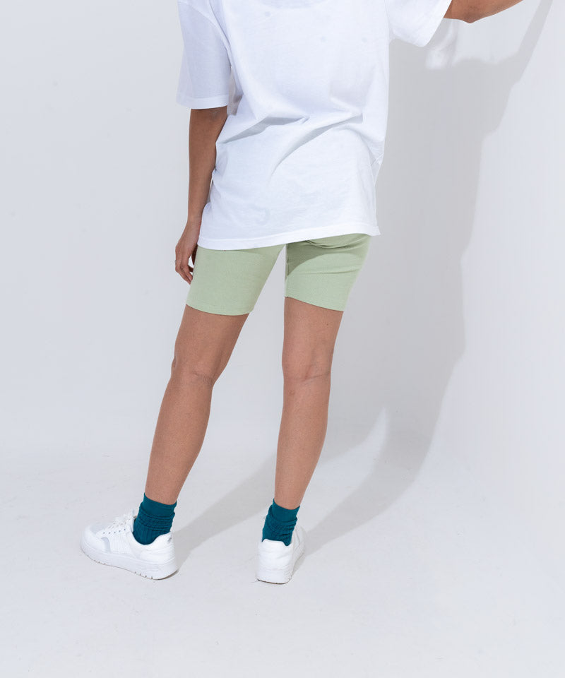 Ribbed Biker Shorts - Light pastel green