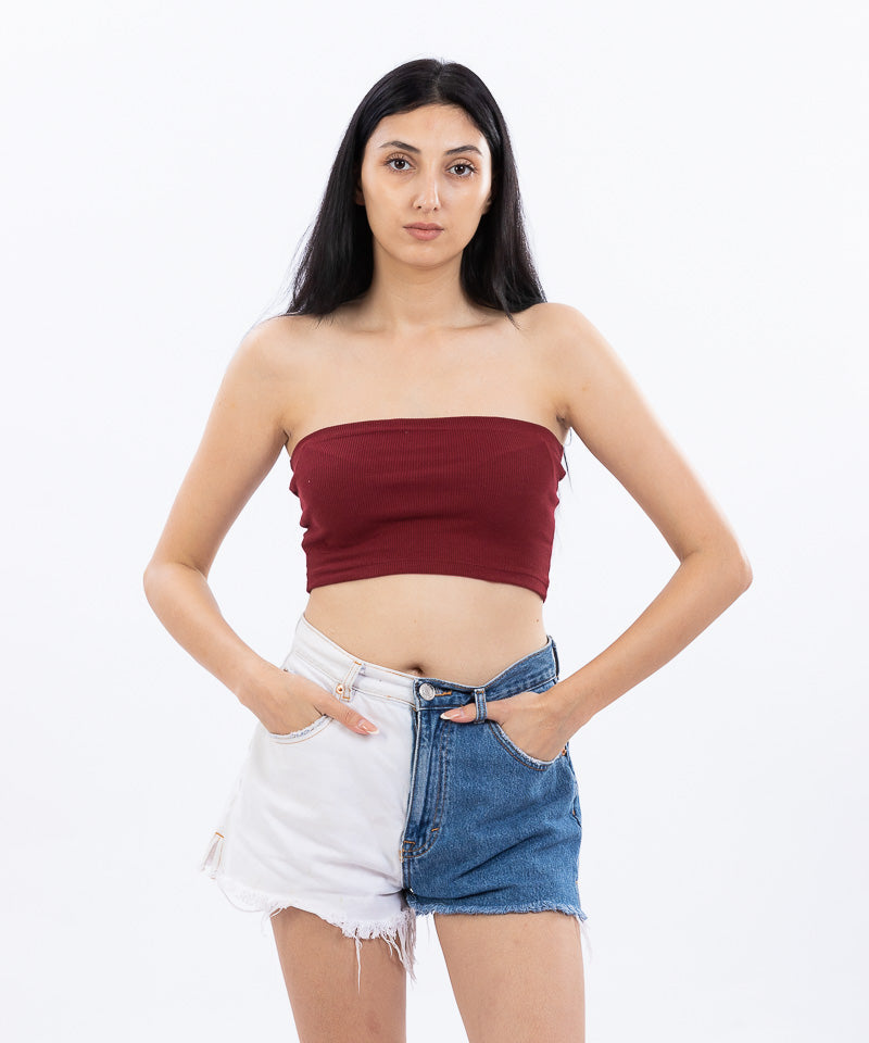 Ribbed Tube Top - Maroon