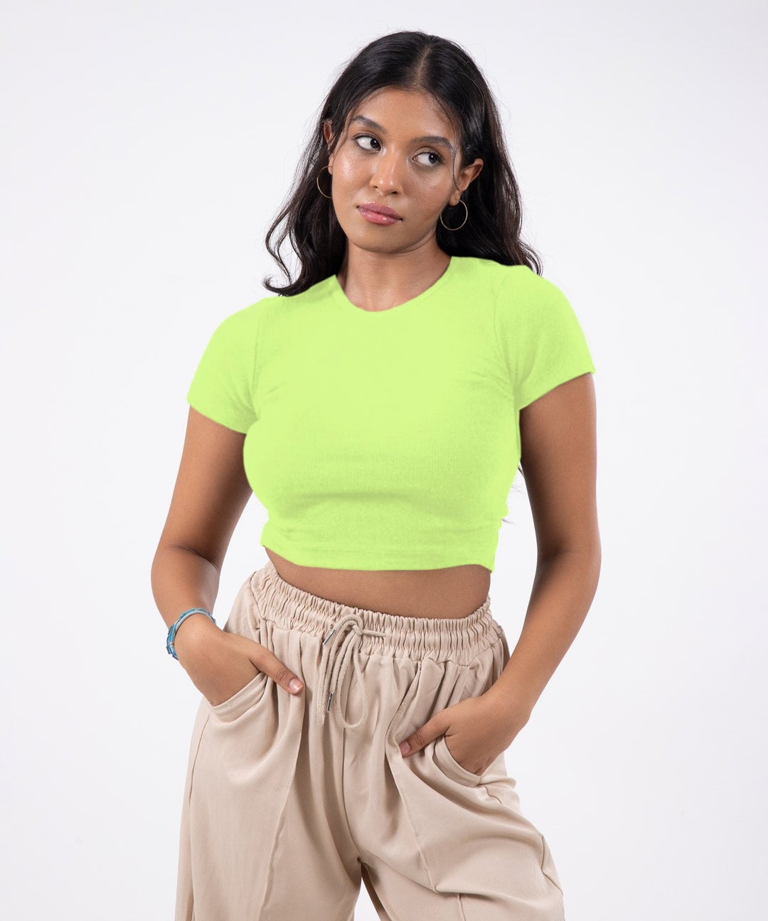 Ribbed Cropped T-shirt - green