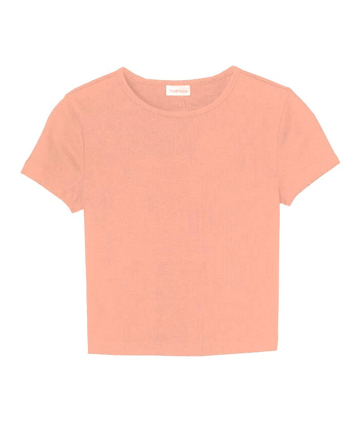 Ribbed Cropped T-shirt - peach
