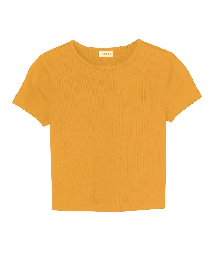 Ribbed Cropped T-shirt - Mustard