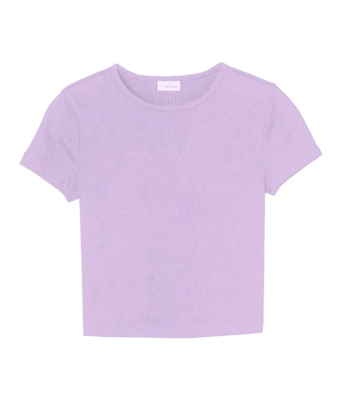 Ribbed Cropped T-shirt - lilac
