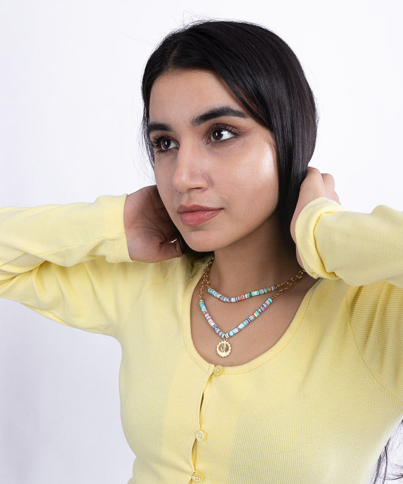 Ribbed Button Down Bodycon Dress - Lemon