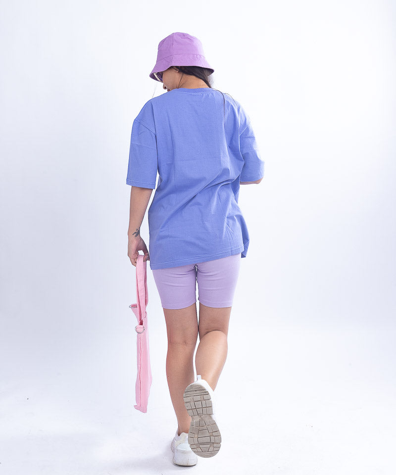 Ribbed long cycling shorts - Lilac