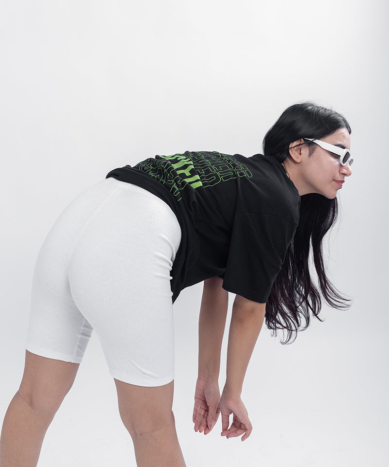 Ribbed long cycling shorts - White