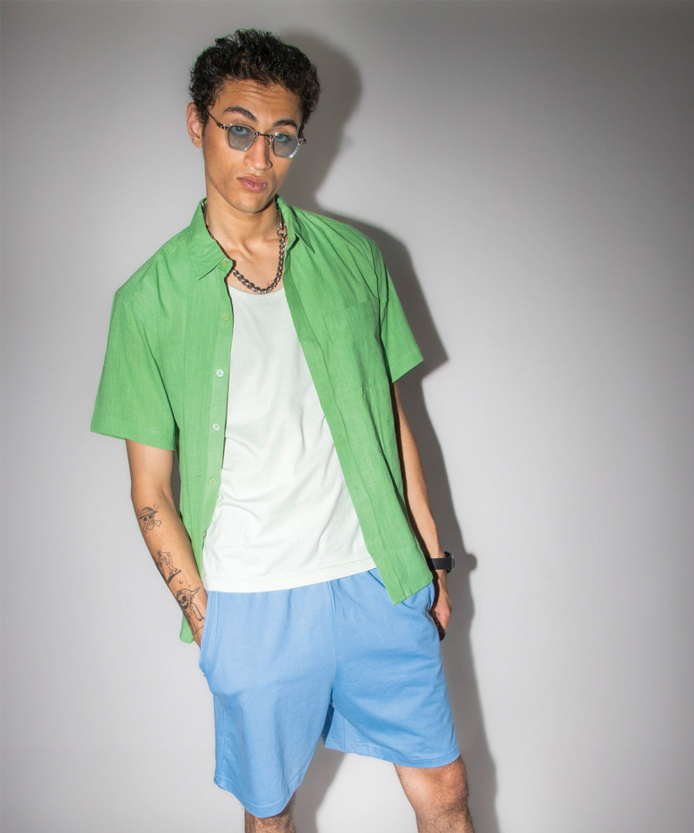 Emerald green half sleeves - Oversized Shirt