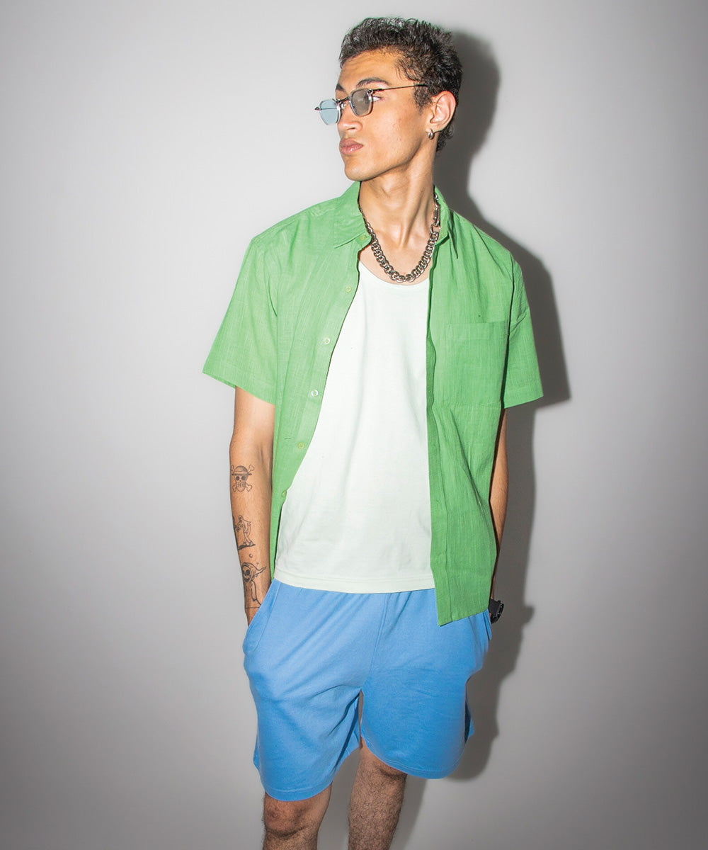 Emerald green half sleeves - Oversized Shirt