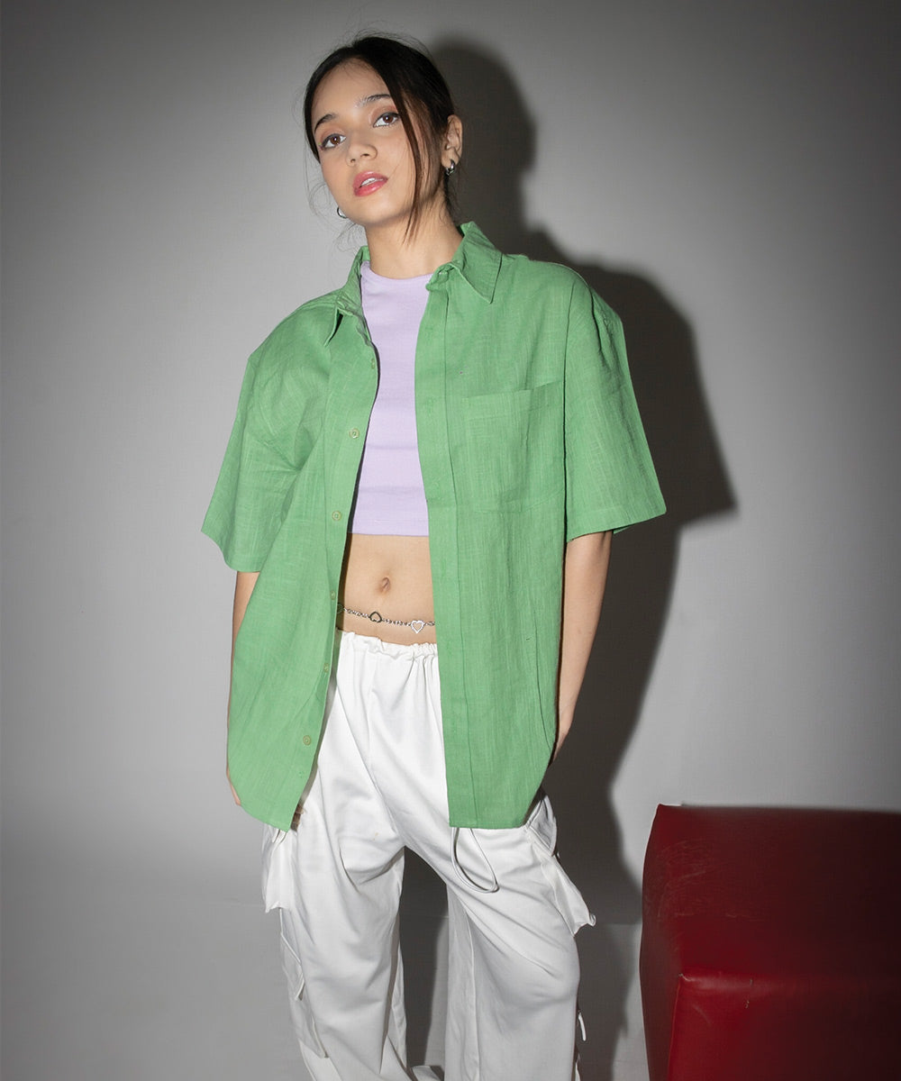 Emerald green half sleeves - Oversized Shirt
