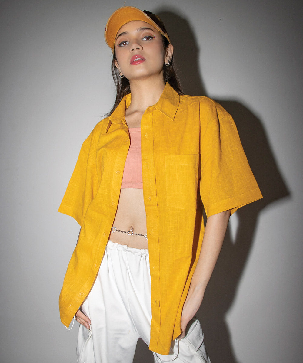 Mustard half sleeves - Oversized Shirt