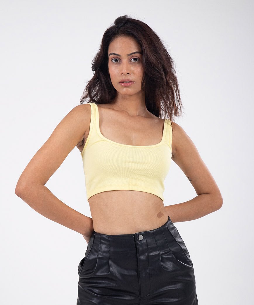 Ribbed Crop Top - Lemon