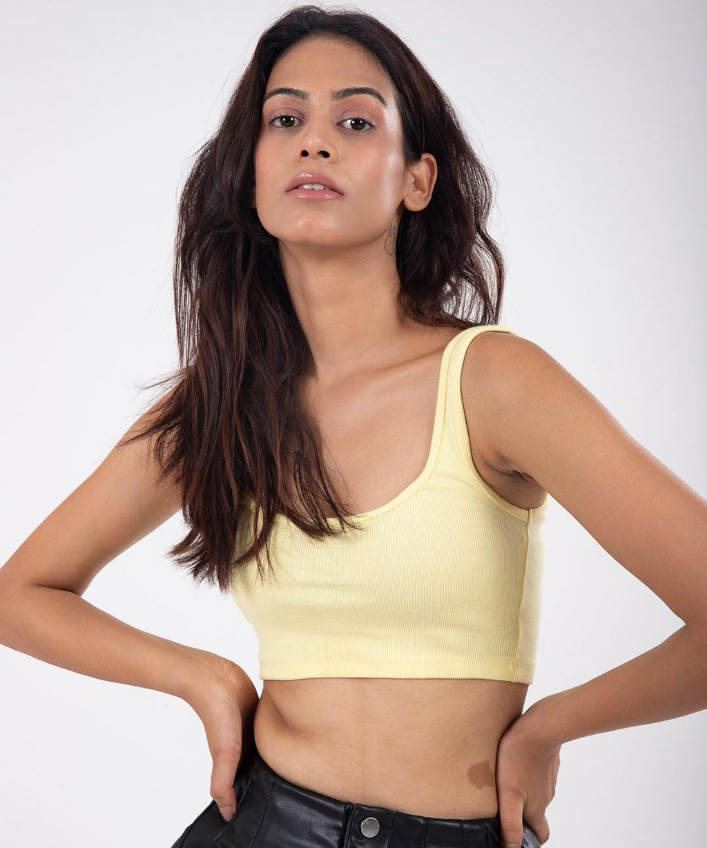 Ribbed Crop Top - Lemon