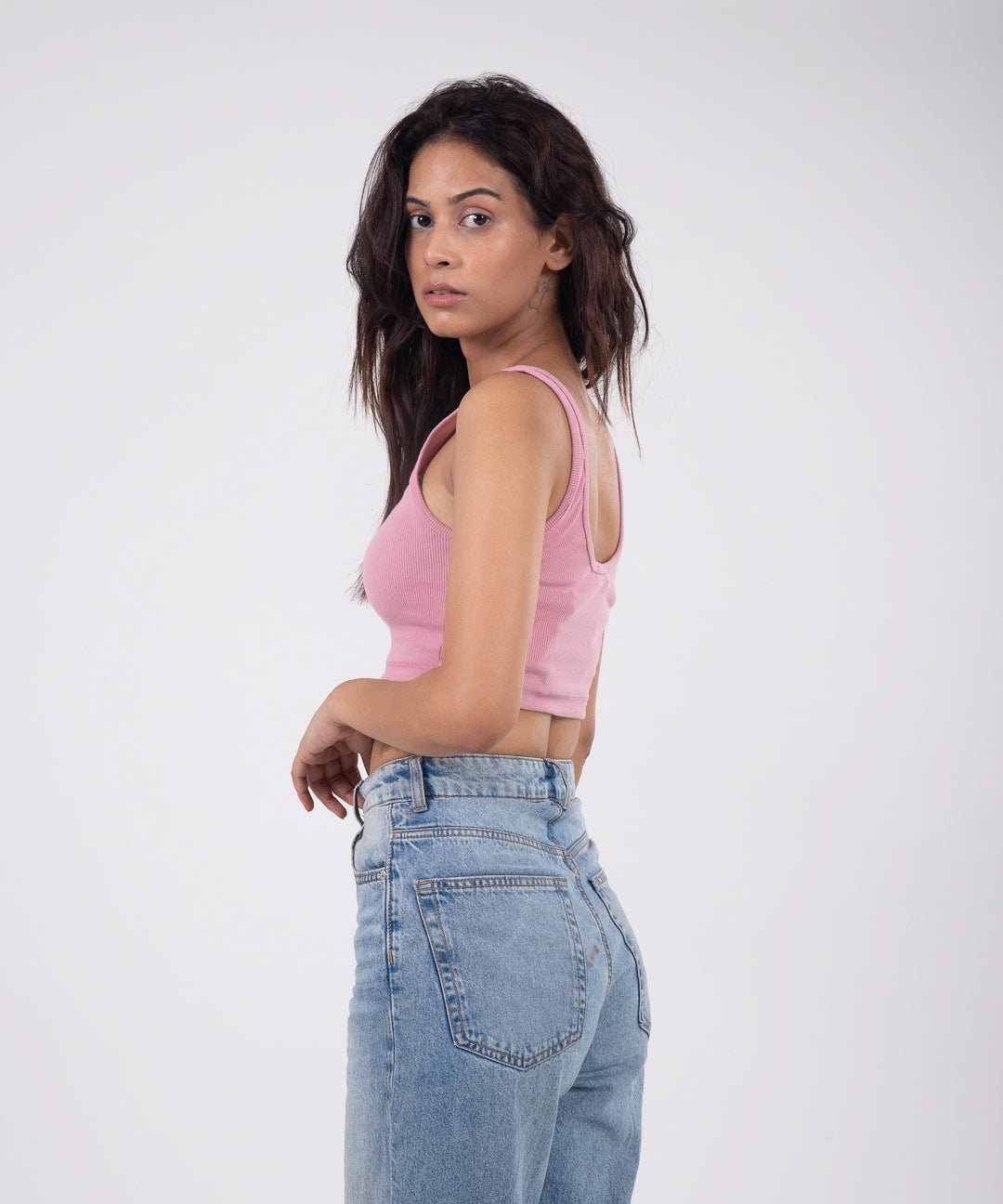 Ribbed Crop Top - Rose pink