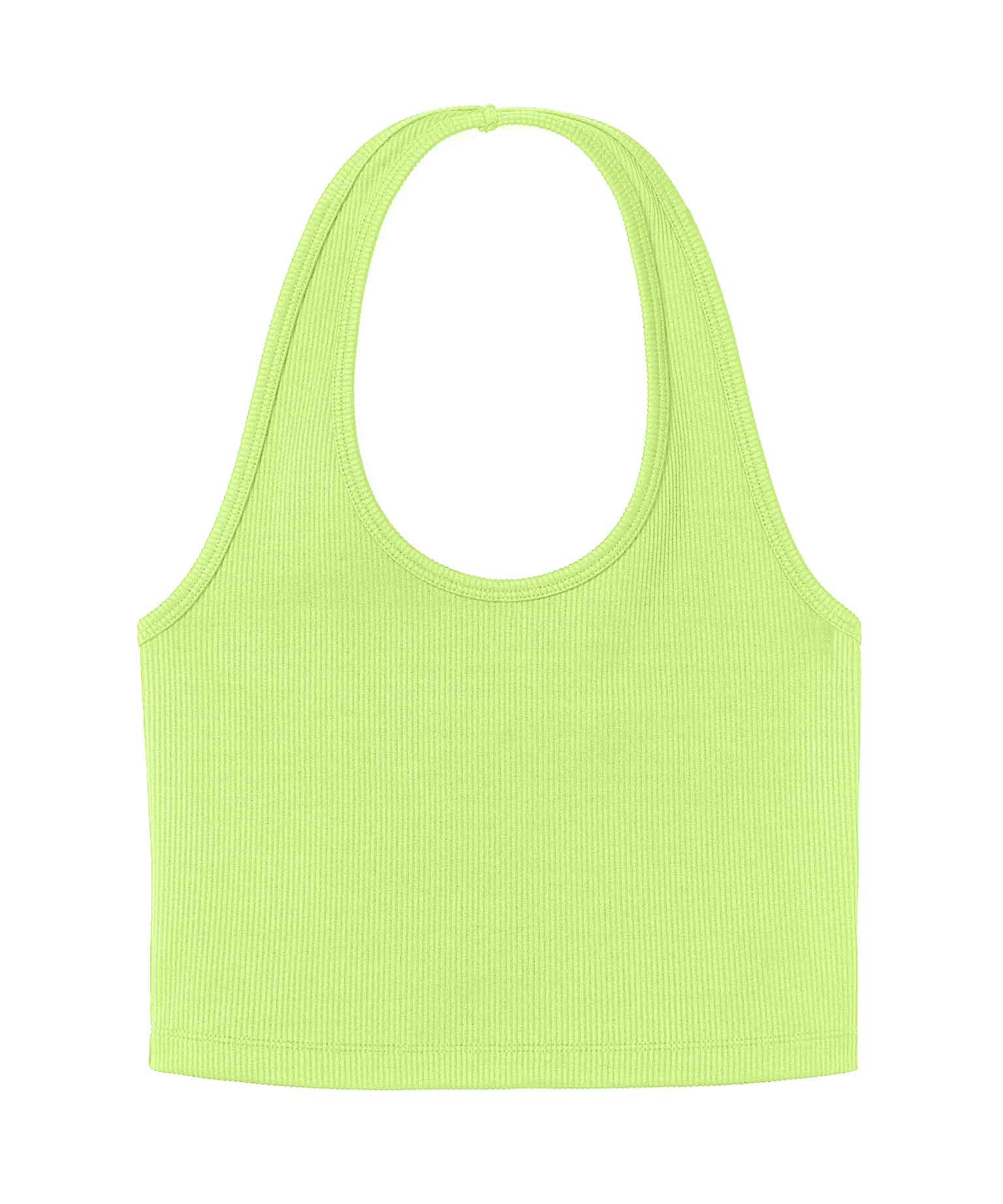Ribbed HalterNeck Crop Top - Neon green