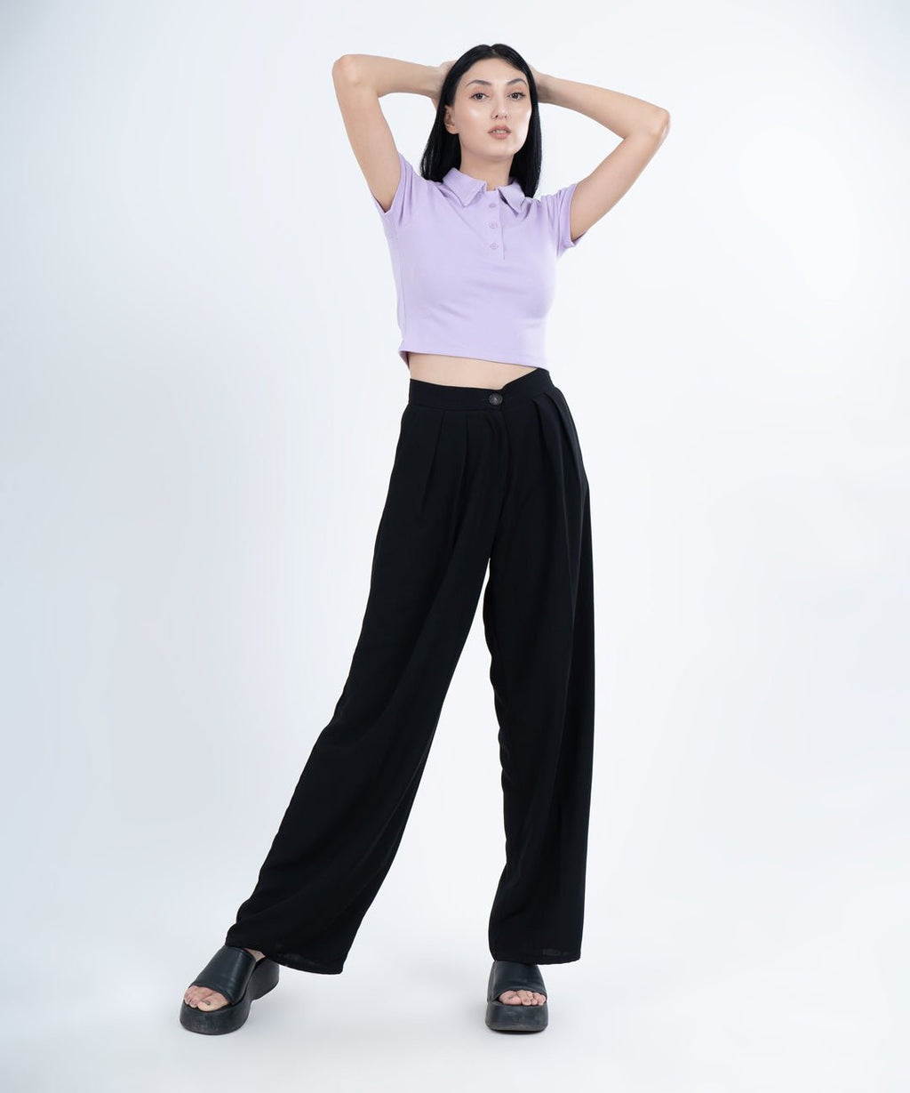 Ribbed Polo T-shirt - Lilac