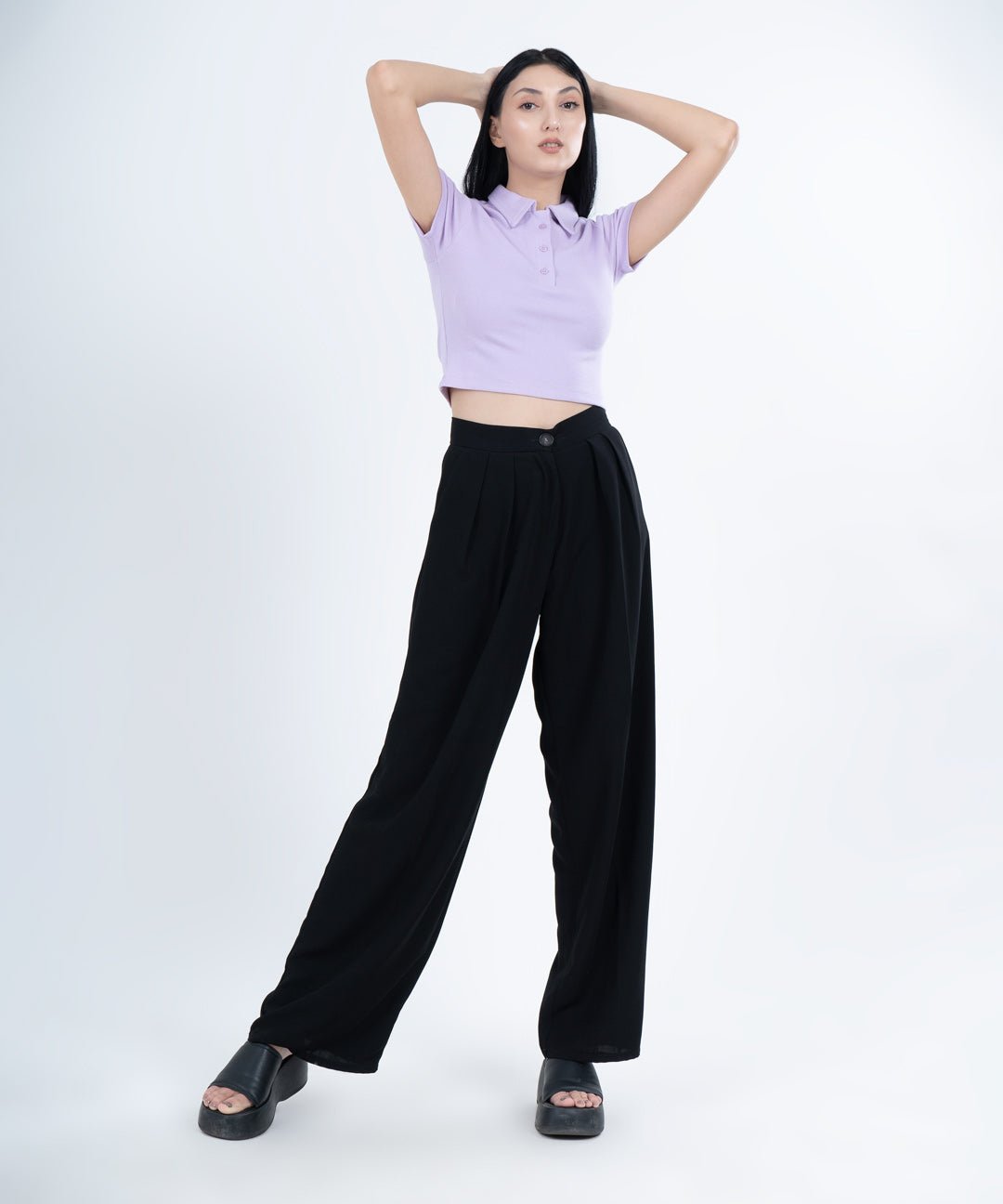 Ribbed Polo T-shirt - Lilac