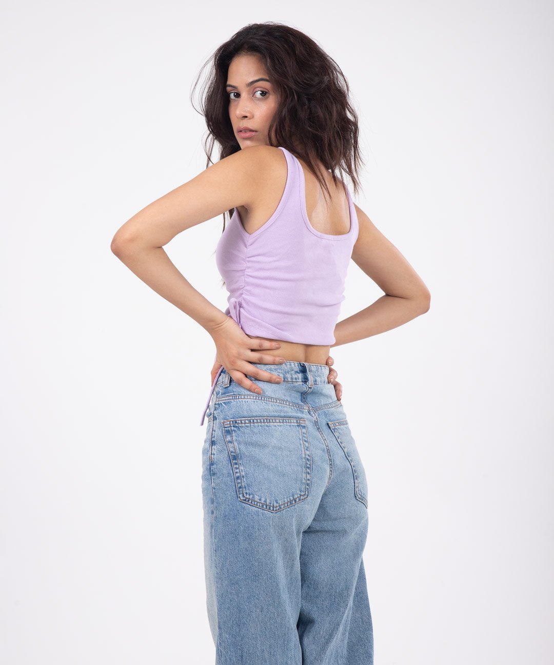 Ribbed String Crop Top - Lilac - Stradda
