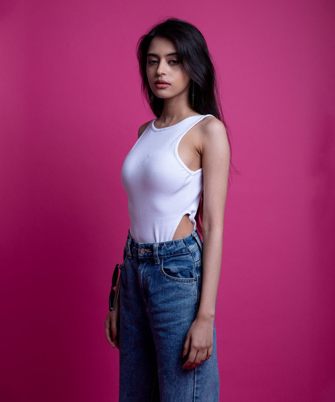 Ribbed Wide Shoulder Thong Body Suit- Stradda