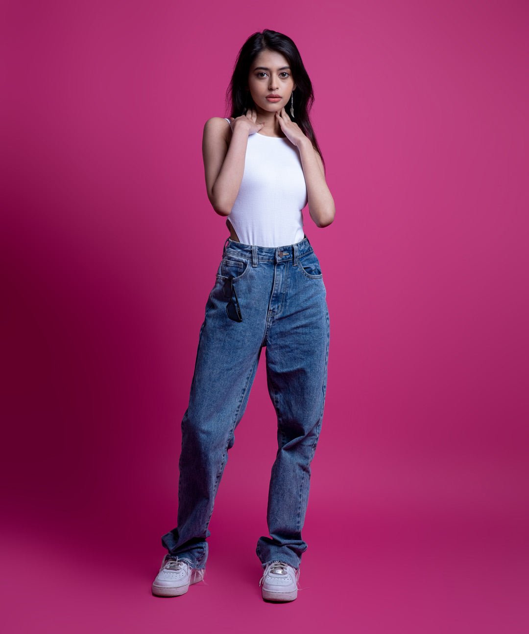 Ribbed Wide Shoulder Thong Body Suit - White